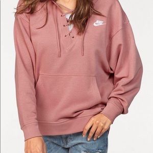 Nike Club Lace-Up Hooded Sweatshirt (Large)
